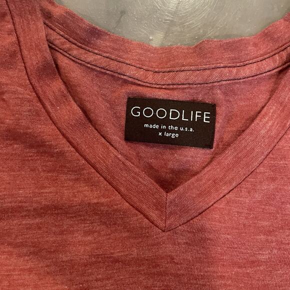 GoodLife T-Shirt Mens XL Heathered Red V Neck Pullover Short Sleeve USA Cotton - Picture 2 of 6